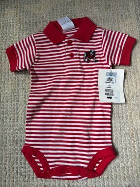 Striped Red & White Polo Baby UGA Onesie